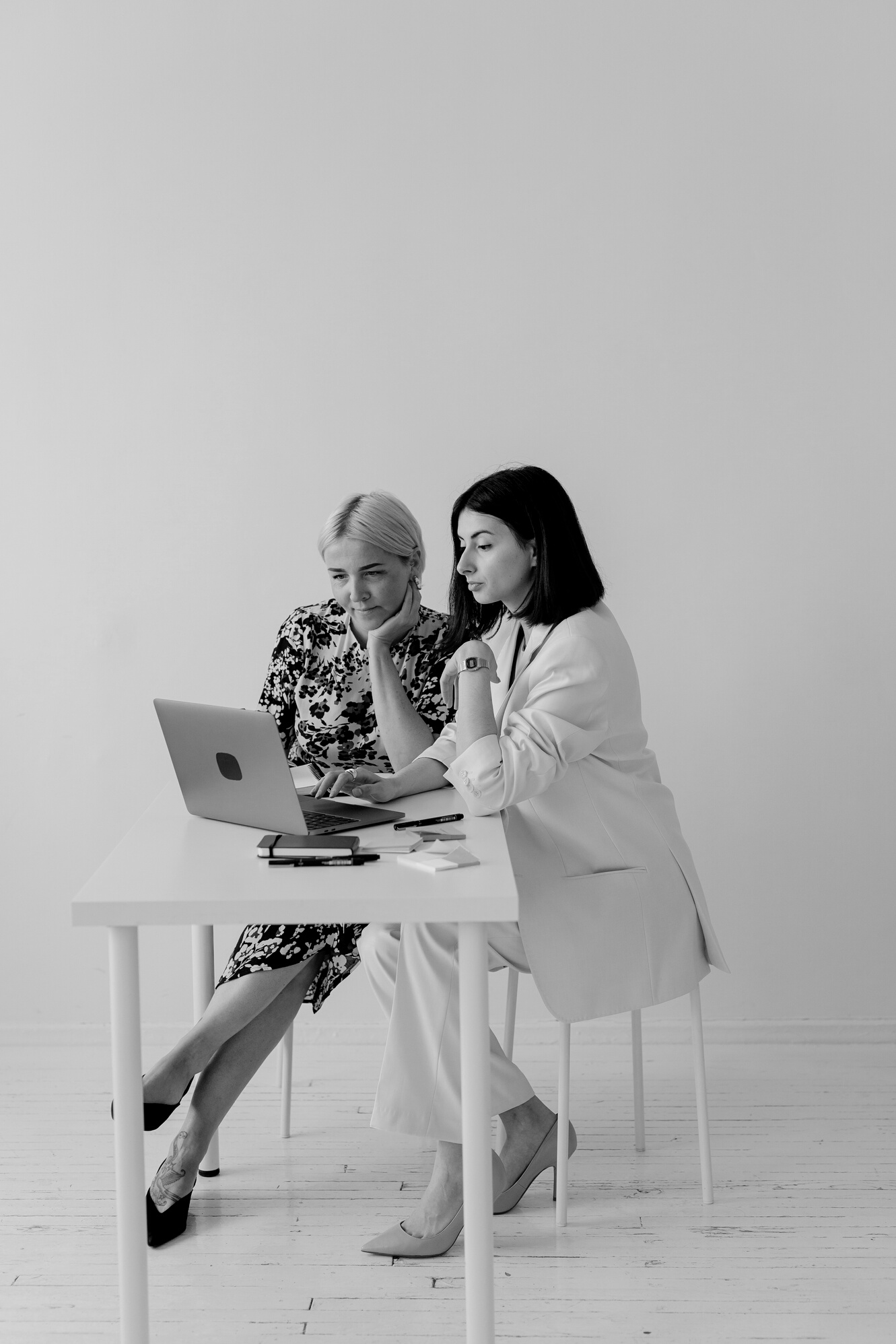 Fashionable Women Using a Laptop 